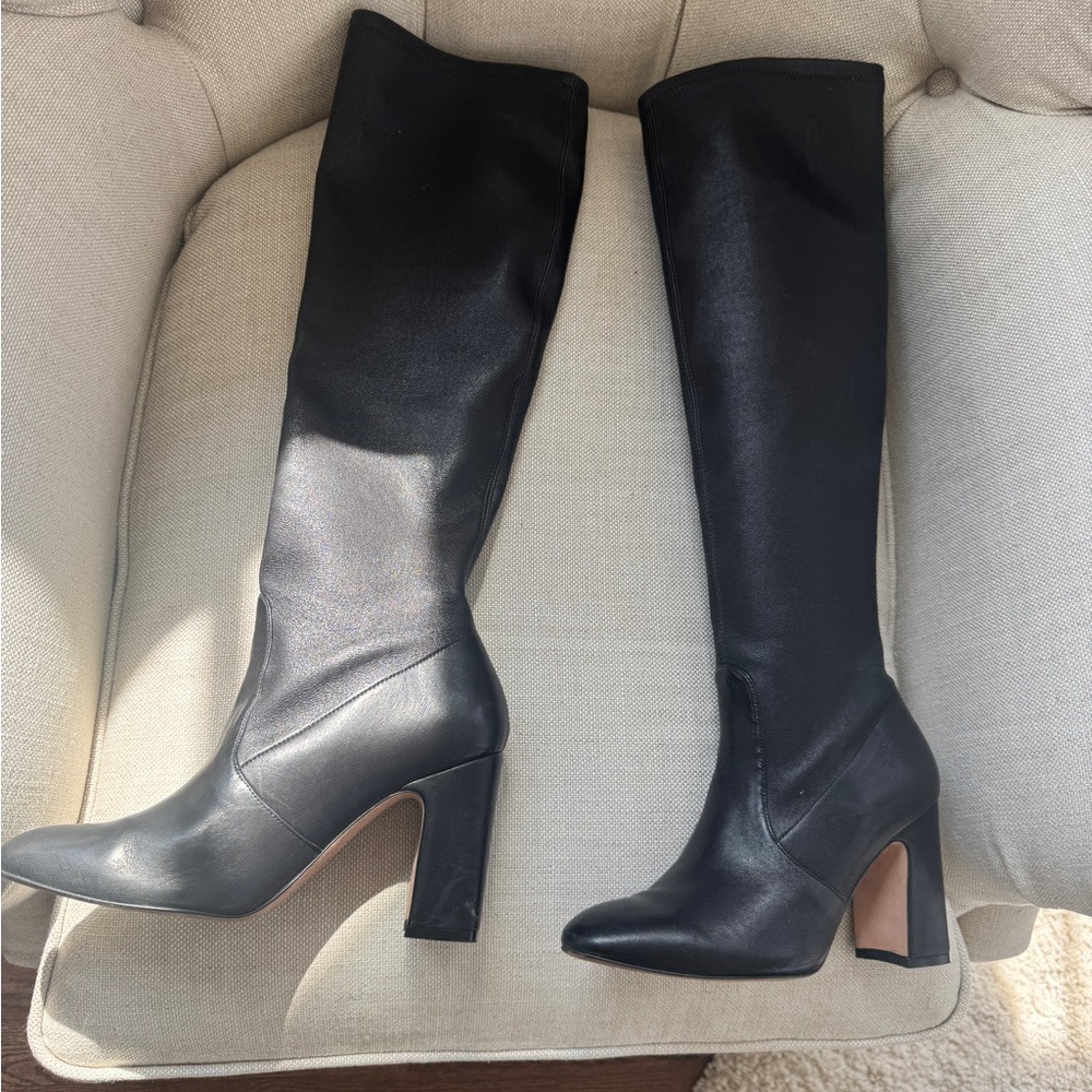 Elegant Black Knee-High Leather Boots